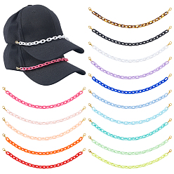 (52) Непрозрачная лаванда 15 шт. акриловые прямоугольные звенья цепи HAP, Сплав с застежками когтя омара, разноцветные, 24.7 мм