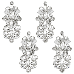 Прозрачный 4шт. страз для вышивания, нитки для термоклея, стразы для пришивания/приклеивания утюгом, аппликации из ткани, прозрачные, 71x38x7 мм