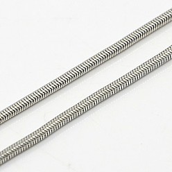 Нержавеющая Сталь Цвет Не тускнеет 304 ожерелья из нержавеющей стали в виде змеиной цепи, с карабин-лобстерами , цвет нержавеющей стали, 19.6 дюйм (50 см), 2 мм