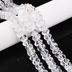 Хрусталь Природных кристаллов кварца бисер нитей, горный хрусталь ограненный рондель, 5.5~8x12~14x8.5~10 мм, отверстие : 1 мм, около 54~59 шт / нитка, 15.16~15.75 дюйм (38.5~40 см)