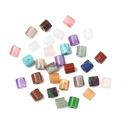 Смешанные камни Натуральный & синтетический смешанный каменный бисер, колонка, смешанные окрашенные и неокрашенные, 9~9.5x8.5~9.5 мм, отверстие : 3.5 мм