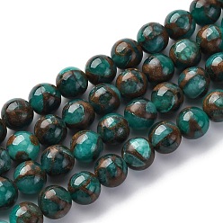 Зеленый Синтетический золотой клинкер камень бисер пряди, окрашенные, круглые, зелёные, 8 мм