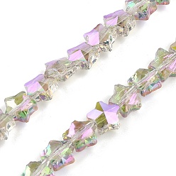 Лиловый Гальванизируйте прозрачное стекло бисер нитей, звезда, граненые, с половиным покрытием, сирень, 7.5x8x5 мм, отверстие : 0.7 мм, около 80 шт / нитка, 21.56'' (54.75 см)
