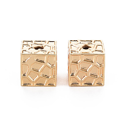 Настоящее золото 18K Латунные бусины, без никеля , квадратный, реальный 18 k позолоченный, 9.5x9.5x9.5 мм, отверстие : 2 мм