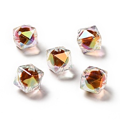 Коричневый Двухцветное УФ-покрытие радужных переливающихся акриловых бусин, многоугольник, кофе, 15.5x16x16 мм, отверстие : 2.7~2.8 мм