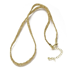 Goldenrod 3.5MM Polyester Metallic Cord Braided Cord Necklace Making, with Brass Findings and 202 Stainless Steel Lobster Claw Clasps, Long-Lasting Plated, Rack Plating, Golden, Goldenrod, 16.14 inch(41cm)~18.11 inch(46cm)