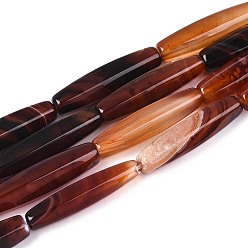 Шоколадный Окрашенные естественный агат бисер пряди, овальные, граненые, цвет шоколада, 29.5~30x7~8x7~8 мм, отверстие : 0.8~0.9 мм, около 13 шт / нитка, 15.16~15.35'' (38.5~39 см)