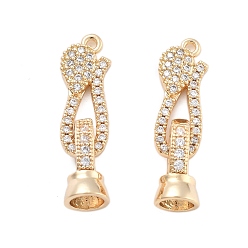 Настоящее золото 18K Латунное микропейв, прозрачный кубический цирконий, складные застежки, без никеля , слеза, реальный 18 k позолоченный, 25 мм, отверстие : 1.2 мм