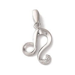 Лео 925 подвески из стерлингового серебра с прозрачным микропаве и цирконием, чары созвездий, платина, родий, с печатью 925, Лев, 18x11.5x2 мм, отверстие : 4x2 мм