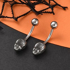 Прозрачный Змеиная голова 316 хирургические кольца из нержавеющей стали с кубическим цирконием для пупка, пирсинг пупка кольца, изогнутая штанга украшения для тела для женщин, античное серебро, прозрачные, 25.5x7 мм