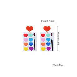 Сердце Акриловые серьги-гвоздики «обратно в школу», платина, сердце, 49x27 мм