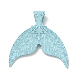 Light Sky Blue Spray Painted Alloy Big Pendants, Mermaid Tail Charms, Light Sky Blue, 50x49x8mm, Hole: 5.5x11mm