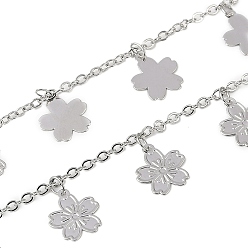 Платина Латунные цветочные цепочки ручной работы, для ожерелья браслеты решений, долговечный, без никеля , пайки, с катушкой, платина, 2x2x0.5 мм, около 16.40 футов (5 м) / рулон