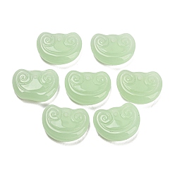 Dark Sea Green Glass Imitation Jade Charms, Longevity Lock Charm, Dark Sea Green, 12x15x4.5mm, Hole: 1.2mm