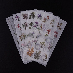 Цветок Наклейки с природной тематикой, декоративные наклейки для растений, для дневника, альбом, ноутбук, поделки искусств и ремесел, цветочный узор, 16.1x8x0.01 см, 6 листов / комплект