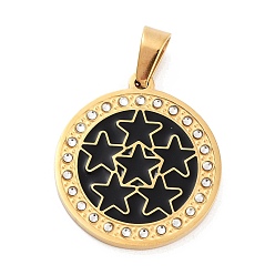 Звезда 304 кулон из нержавеющей стали, с стразами и эмалью, золотые, звезда, 25.5x23x2.3 мм, отверстие : 6x4 мм