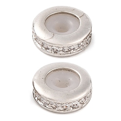 Платина Покрытие стойки латунные прозрачные бусины из кубического циркония, долговечный, без свинца и без кадмия, круглые, платина, 11x4 мм, отверстие : 2 мм