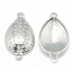 Платина Сплавочные коннекторы для размещения стразов, слеза, платина, пригодный для стразов 8x13 мм, 21.5x10x4 мм, отверстие : 2 мм