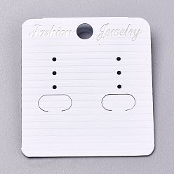 Белый Пластиковые карты отображения ювелирных изделий, для подвешивания серьги, прямоугольные, белые, 50x46x4.5 мм, отверстия : 1.4 mm и 6 мм, 100sheets / мешок