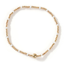 Белый Браслеты из стеклянных бусин и бусин CCB, составные браслеты для женщин, белые, 7-7/8 дюйм (20 см), внутренний диаметр: 6-1/2 дюйм (16.5 см)