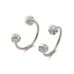 Нержавеющая Сталь Цвет 304 украшения для пирсинга из нержавеющей стали, Круглая/подковообразная штанга из полимерной глины, кристаллов и стразов для женщин, цвет нержавеющей стали, 10x10.5 мм, штифты : 0.8 мм