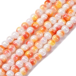 Темно-Оранжевый Стеклянные бусины, окрашенная и подогревом, круглые, два тона, темно-оранжевый, 4.5x4 мм, отверстие : 0.8 мм, около 102~108 шт / нитка, 15.39''~16.30'' (39.1~41.4 см)