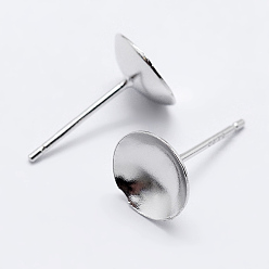 Платина Антикоррозийное покрытие родием 925 фурнитура для сережек из стерлингового серебра, штифты для сережек со штампом 925, платина, 12 мм, лоток : 6 мм, штифты : 0.8 мм