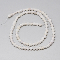 Light Grey Natural Weathered Agate Bead Strands, Frosted, Dyed, Round, Light Grey, 4~4.5mm, Hole: 1mm, about 95pcs/strand, 14.6 inch