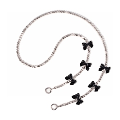 Черный Бант из АБС-пластика жемчужные сумки удлинители цепи, для замены ремней для мешков, серебро , чёрные, 1200 мм