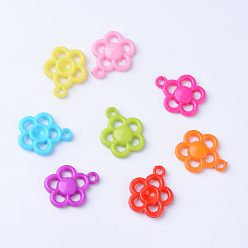 Mixed Color Opaque Acrylic Pendants, Flower, Mixed Color, 29x24x5mm, Hole: 3mm, about 400pcs/500g