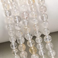 Herkimer Diamond Нити натуральных алмазных бусин херкимер, гладкий круглый, 6.5 мм, отверстие : 1 мм, около 61 шт / нитка, 15.35'' (39 см)