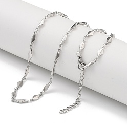Нержавеющая Сталь Цвет 304 ожерелья из нержавеющей стали в форме ромба, цвет нержавеющей стали, 17.52 дюйм (44.5 см)