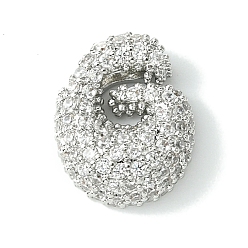 Letter G Подвески из латуни с покрытием из прозрачного кубического циркония, без кадмия и без свинца, долговечный, алфавит, платина, реальный 18 k позолоченный, Буква G, 16x13x5 мм, отверстие : 3x1.8 мм