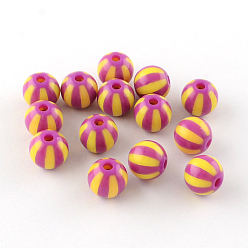 Орхидея Полоса непрозрачные акриловые шарики, круглые, сиреневые, 16x15 мм, Отверстие : 3 мм , около 220 шт / 500 г