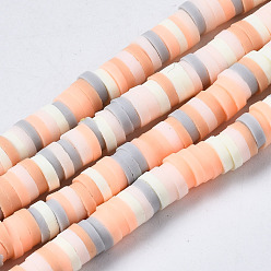 Silver Handmade Polymer Clay Beads Strands, for DIY Jewelry Crafts Supplies, Heishi Beads, Disc/Flat Round, Silver, 4x0.5~1mm, Hole: 1.4mm, about 350~410pcs/strand, 15.75 inch~16.14 inch(40~41cm)