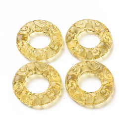 Gold Transparent Handmade Bumpy Lampwork Linking Rings, Round Ring, Gold, 25x6mm, Inner Diameter: 12mm