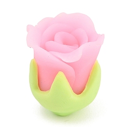 Pink Ручной полимерной глины кабошонов, цветок розы, розовые, 25x19x18 мм
