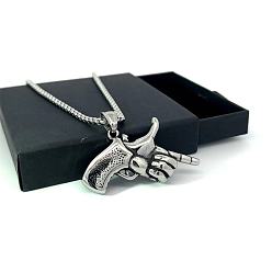 Нержавеющая Сталь Цвет Мужские кулоны-пистолеты из нержавеющей стали в стиле хип-хоп для ночных клубов и повседневной носки, цвет нержавеющей стали