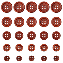 Кокосово-Коричневый 300 шт 5 стиль 4 деревянные пуговицы с отверстиями, плоско-круглые, кокосового коричневый, 10~20x3.5~4 мм, отверстие : 1.4~2 мм, 60 шт / стиль