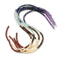 Смешанные камни Нити бусин из натуральной красной яшмы, желтого нефрита, зеленого авантюрина, тигрового глаза, содалита и аметиста, круглые, 4.5~5 мм, отверстие : 0.8 мм, около 88 шт / нитка, 15.04~15.08'' (38.2~38.3 см)