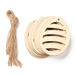 Stripe DIY Egg Shape Handmade Hollow Out Graffiti Wood, Easter Theme Pendant Decorations, Stripe Pattern, 8x6x0.2cm, Hole: 3.2mm, 10pcs/set