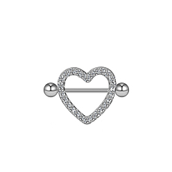 Сердце 316l хирургические кольца для сосков из нержавеющей стали, с четким кубического циркония, цвет нержавеющей стали, сердце, 19 мм