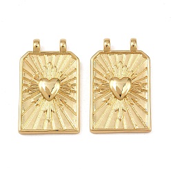 Настоящее золото 18K Латунные подвески, прямоугольник со священным сердцем, без свинца и без кадмия, долговечный, стойки покрытие, реальный 18 k позолоченный, 29~29.5x18x3~5 мм, отверстие : 2.5 мм