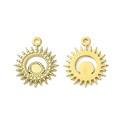 Настоящее золото 14K 304 Настройки кабошон из нержавеющей стали кулон, солнце, реальный 14 k позолоченный, лоток : 3 мм, 17x14x1 мм, отверстие : 1.2 мм