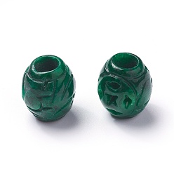 Verde 5 cuentas de jade myanmar natural/jade birmano, teñido y climatizada, cañón tallado, verde, 15~16x12.5~13 mm, agujero: 4 mm