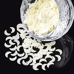 Светло-желтый Аксессуары для орнаментов, пластиковые пайетки / блестки из пвх, светящийся, луна, светло-желтый, 5x3x0.2 мм, около 15000 шт / 100 г