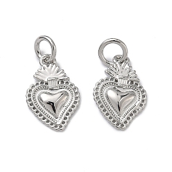 Платина Латунные подвески, долговечный, стойки покрытие, без свинца и без кадмия, сердце прелести, платина, 14x9.5x1.5 мм, отверстие : 3 мм