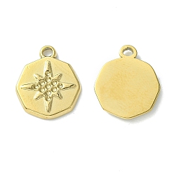 Real 14K Gold Plated 304 Stainless Steel Pendant Rhinestone Settings, Polygon with Star, Real 14K Gold Plated, Fit for 0.8mm Rhinestone, 12x10x1.5mm, Hole: 1.2mm