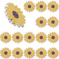 Yellow 16Pcs Platinum Enamel Pin, Painting Alloy Badge for Backpack Clothes, Sunflower, Yellow, 28x27.5mm