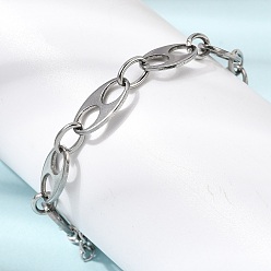 Нержавеющая Сталь Цвет 304 браслеты-цепочки с овальными звеньями из нержавеющей стали для женщин и мужчин, с карабин-лобстерами , цвет нержавеющей стали, 8.07 дюйм (20.5 см)